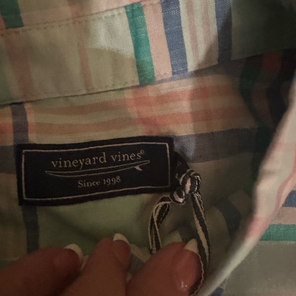 Vineyard Vines Mint Green Plaid Casual Button Down Shirt - Picture 5 of 6